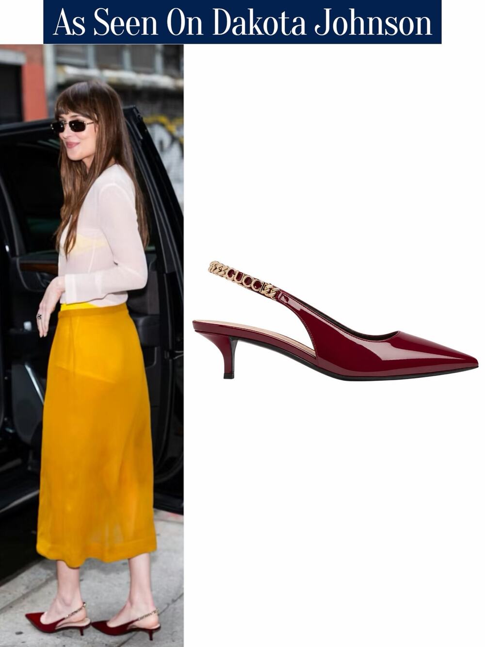Gucci Signoria 45mm Patent Leather Slingback Pump Kitten Heel Red Size 37